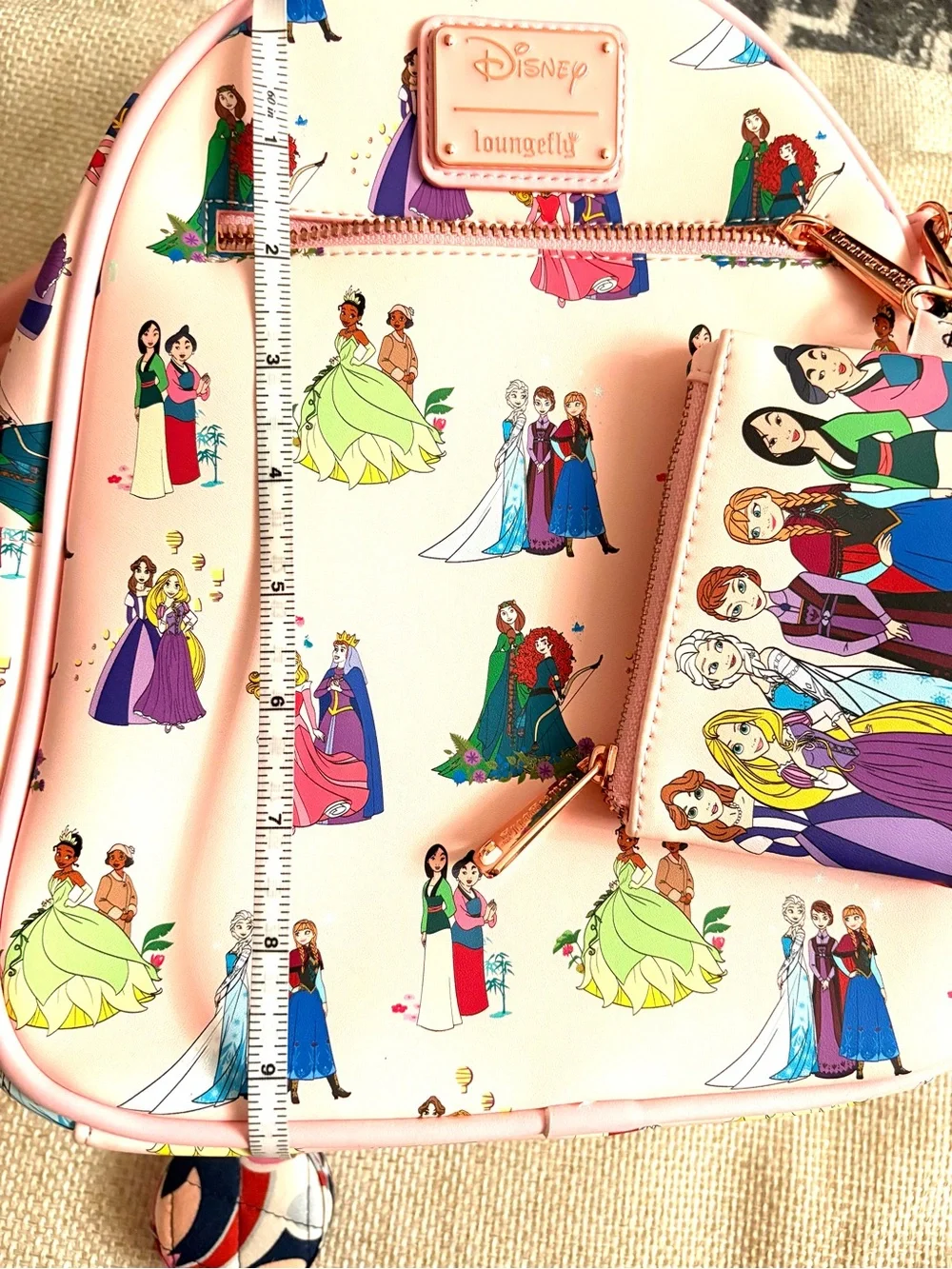 Loungefly Pink Disney Princesses Kids Mini Backpack with Matching Cardholder